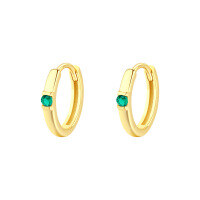 wholesale S925 Sterling Silver Simple High-end Single Zircon Earring Hoop Geometric Ear Clasp-E3890-Green Zirconium 925 Silver