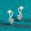 S925 Sterling Silver Moissanite Knot Heart Earrings-0-0