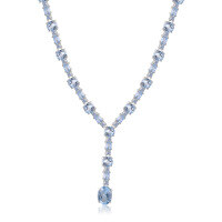 wholesale S925 Silver Luxury High-End Natural Topaz Necklace with Inlaid Natural Gemstone Pendant for Evening Banquet-Sky Blue Topaz > 925 Silver