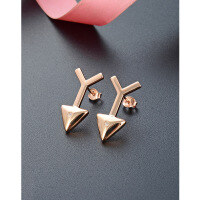 wholesale 925 Sterling Silver Rose-colored Earrings for Women, Minimalist Niche Design New Stud Earrings, Aloof Style Jewelry-Rose gold earrings with plastic earplugs  925 silver