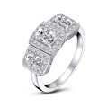 S925 Sterling Silver Square Zircon Ring, Cross-border Supply, Flashy & Minimalist Style-0-13