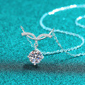 S925 Silver Moissanite Mermaid Smile Line Pendant Necklace-0-0