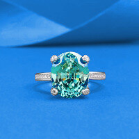wholesale S925 Silver with 10*12 Tourmaline Green Ring, Summer Forest Style, Fashionable and High-End-R1562 Green Diamond No. 5