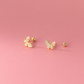 wholesale S925 silver butterfly thread stud earrings, Korean version minimalist and elegant, small and delicate, with diamond accents, sweet earrings M00331-0-2