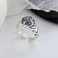 wholesale S925 Sterling Silver Unique Rose Flower Iridescent Zircon Open Ring, Stylish and Fashionable French Luxury Style-0-2