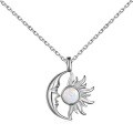 wholesale S925 Sterling Silver Cross-Border New Opal Series Moon and Sun Design Pendant Necklace for Women Wholesale-0-5