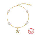 wholesale S925 Silver Star Pearl Ankle Bracelet for Women, Beach Foot Jewelry Wholesale-0-0