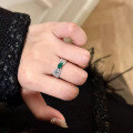 wholesale Sterling Silver Wheat Hollow Ribbon 4*6 Emerald Ring for Women, Small Batch Design, Luxury 3D Style-0-1
