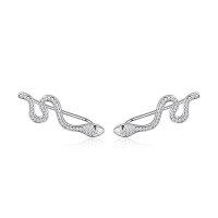 wholesale 925 Sterling Silver Snake Earrings with Zircon Inlaid, Minimalist Ins Style Luxury High-End European and American Pure Silver Earrings-Ear hooks 925 silver