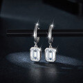 wholesale S925 silver gold-plated, TikTok hot sale, emerald cut 6*8mm, bezel-set moissanite, ins-style earrings for women-0-2