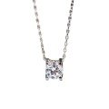 S925 Silver 1ct D Color Moissanite Four-Prong Bullhead Pendant Necklace-0-2