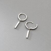 wholesale 925 Silver Smooth Straight Bar Ear Clasp for Women, Korean Style Fashionable and Unique Niche Design Ear Accessories M01630-S925 silver pair 925 silver