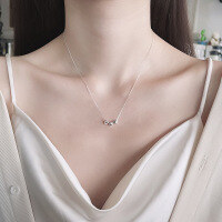 wholesale S925 Sterling Silver Korean-style Minimalist Heart-shaped Link Necklace Trendy and Versatile Design Collarbone Chain-610FL/approx. 2.5g>925 silver