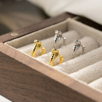 wholesale S925 Sterling Silver Fashion Striped Cobra Ear Clasp Small Design Earrings for Women M05198-S925 silver earrings silver 925 silver