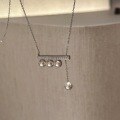 wholesale S925 Sterling Silver Quarter Note Pearl Sliding Necklace, Fashionable and Luxurious Niche One-Line Balance Bar Collarbone Chain for Women-0-1