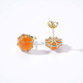 wholesale S925 Sterling Silver Electroplated 14K Real Gold Autumn Winter Minimalist Carnelian Stud Earrings-0-2