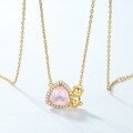 wholesale 925 silver Korean and Japanese style cute bear necklace, fashionable and trendy, inlaid with natural rose quartz, wholesale from niche manufacturers-0-4