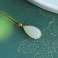 wholesale 18K gold minimalist niche natural jade pendant wholesale with certificate, money clip-0-2