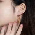 wholesale S925 Sterling Silver Geometric Vintage Pattern Hollow-Out Long Drop Earrings with Diamond Fashion Popular Silver Jewelry Wholesale-0-1