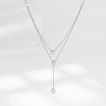 wholesale 925 Silver Necklace Minimalist Elegant High-end Pendant Drop Diamond Double Layer Necklace for Women Cross-border Exclusive Jewelry-0-5