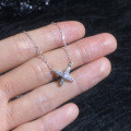 Sterling Silver Moissanite X-Shape Necklace, Minimalist Wholesale Design-0-1
