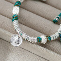 wholesale 999 Silver Auspicious God of Wealth, Peace, Joy, and Fortune Attraction Colored Cord Coiled Bracelet S7806-0-4