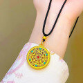 wholesale 999 Sand Gold Same as in Gold Store Filigree Five Blessings Perfect Ruyi Pendant Necklace Eight Treasures Compass Sweater Chain Unisex-0-5