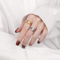 wholesale S925 Sterling Silver Korean-style Geometric Line Texture Ring Trendy Adjustable Open Ring-0-3