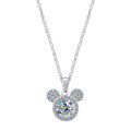 S925 Sterling Silver Mickey Mouse Pendant Necklace with Moissanite, Minimalist Design-0-3