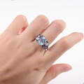 wholesale S925 silver natural topaz ring open ring light luxury high-end gemstone ring-0-1