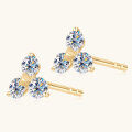 wholesale 10K Gold Cross-Border New Ins Style Three-Leaf Clover Moissanite Stud Earrings for Women, Versatile Ear Cartilage Piercing Jewelry Wholesale-0-2