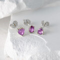 wholesale S925 Sterling Silver Purple Cluster Teardrop Heart-shaped Diamond Stud Earrings Fashion Minimalist Ins Style Earring Set-0-3