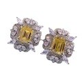wholesale S925 Sterling Silver with Yellow and Pink Diamonds 7*9mm Emerald Cut Full Diamond Lavishly Set Butterfly Earrings-0-4