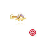 wholesale S925 Sterling Silver Geometric Colorful Diamond Fun Dinosaur Flat Threaded Ear Cartilage Stud-0-15