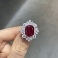wholesale S925 silver luxurious set with a 55ct cushion-cut lab-grown pigeon blood red ruby for TikTok and Xiaohongshu livestreams-0-5