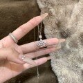 wholesale S925 full silver all-over diamond skirt pendant necklace, delicate and sweet little dress collar necklace for women-0-3
