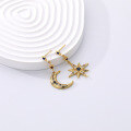 wholesale 925 Sterling Silver Asymmetrical Star Moon Earrings With Colorful Zirconia-0-2