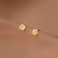 wholesale S925 Sterling Silver French Charming Small Rose Elegant Miniature Petite High-end Floral Earrings G9969-S925 silver pair gold 925 silver