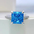 wholesale S925 Full-Set High-Carbon Diamond Ring in New Sea Blue, 8*8-0-5