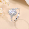 wholesale S925 sterling silver plated with 18K gold cross-border best-selling 2-carat oval-shaped moissanite ring moissanite jewelry wholesale-0-1