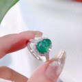 wholesale S925 Sterling Silver New Chinese Style Green Chalcedony Gourd Ring for Women, National Style Inlaid Fashion Design Light Luxury and Noble Ring-0-2