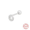 wholesale S925 Sterling Silver Four-Prong 3D Diamond O-Shaped Ear Bone Piercing Stud, Cross-Border Bestseller, INS Style-0-8