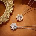 wholesale S925 Silver Lace Edge Necklace Style Hollow-Out Diamond-Simulant Pendant Floral Flower Pendant Jewelry-0-2