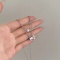 wholesale S925 Sterling Silver Women's Light Luxury High-end Small Airplane Earth Pendant Double-layer Chain Stylish Ins-style Necklace-0-1