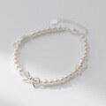 wholesale S925 Sterling Silver Sweet Girly Bow Domestic Bead Bracelet Princess Style Chaebol Heiress Bangle S7313-0-2