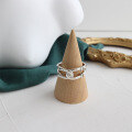 wholesale S925 Sterling Silver 780 Korean Version Cold Minimalist Style Vintage Distressed Woven Intertwined Women's Ring Adjustable Open Silver Ring-0-1