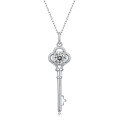 wholesale S925 Sterling Silver Key Necklace with Moissanite Pendant Women's Collarbone Chain Jewelry Live Stream Spot Wholesale from Source-0-5