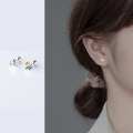 wholesale S925 Sterling Silver Stud Earrings Sweet and Fresh Colorful Heart Threaded Bead Elegant and Cute Earrings M00626-0-2