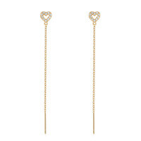 wholesale S925 Sterling Silver Earrings, Versatile and Minimalist Women's Ear Threads with Zircon Long Drop Tassel Ear Accessories, Cross-Border Hot-Sale Jewelry-Gold 925 silver