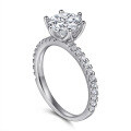 wholesale S925 Sterling Silver Classic 6-Prong 2-Carat Ring for Women with Eight Hearts and Eight Arrows Cubic Zirconia Simple Style Ring-0-4